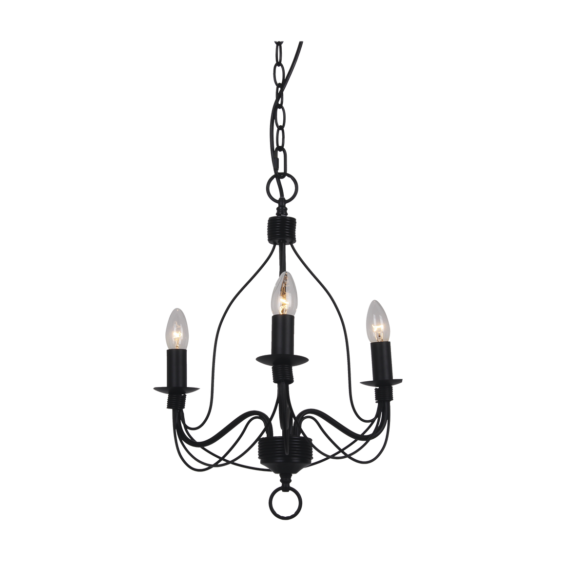 Candice 3 Light Black Classic Candelabra Pendant
