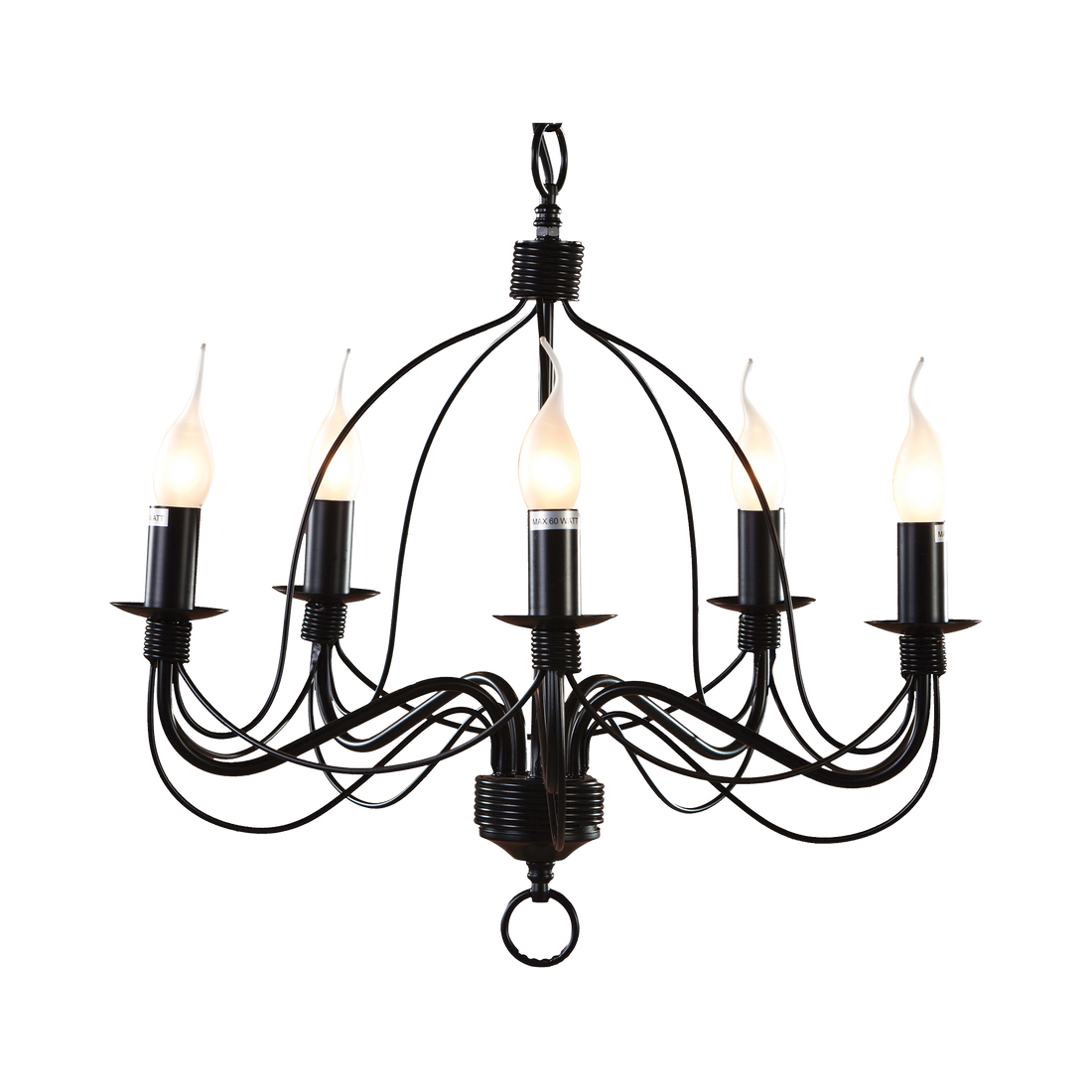 Candice 5 Light Black Classic Candelabra Pendant