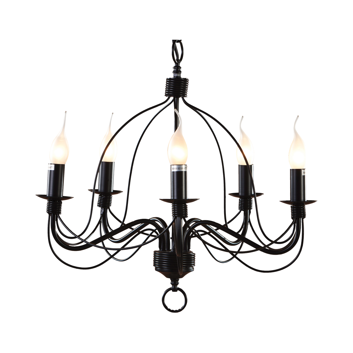 Candice 5 Light Black Classic Candelabra Pendant
