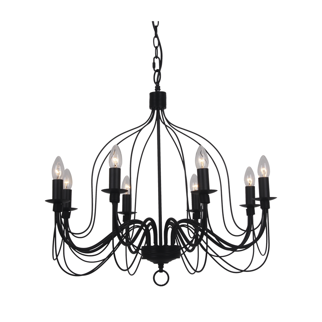 Candice 8 Light Black Classic Candelabra Pendant