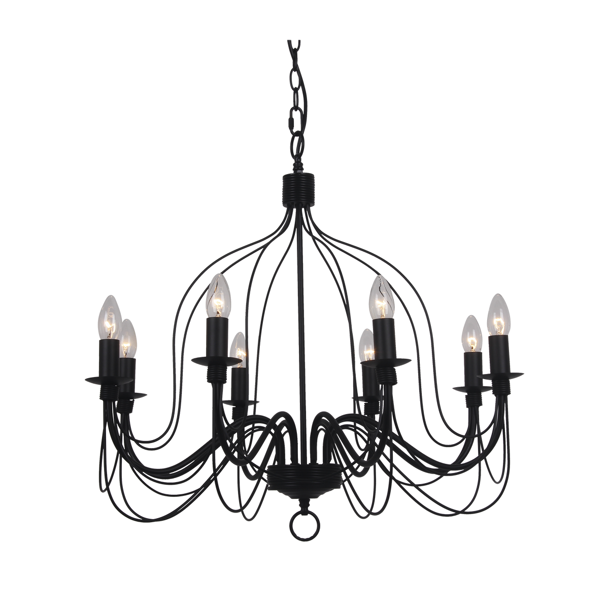 Candice 8 Light Black Classic Candelabra Pendant