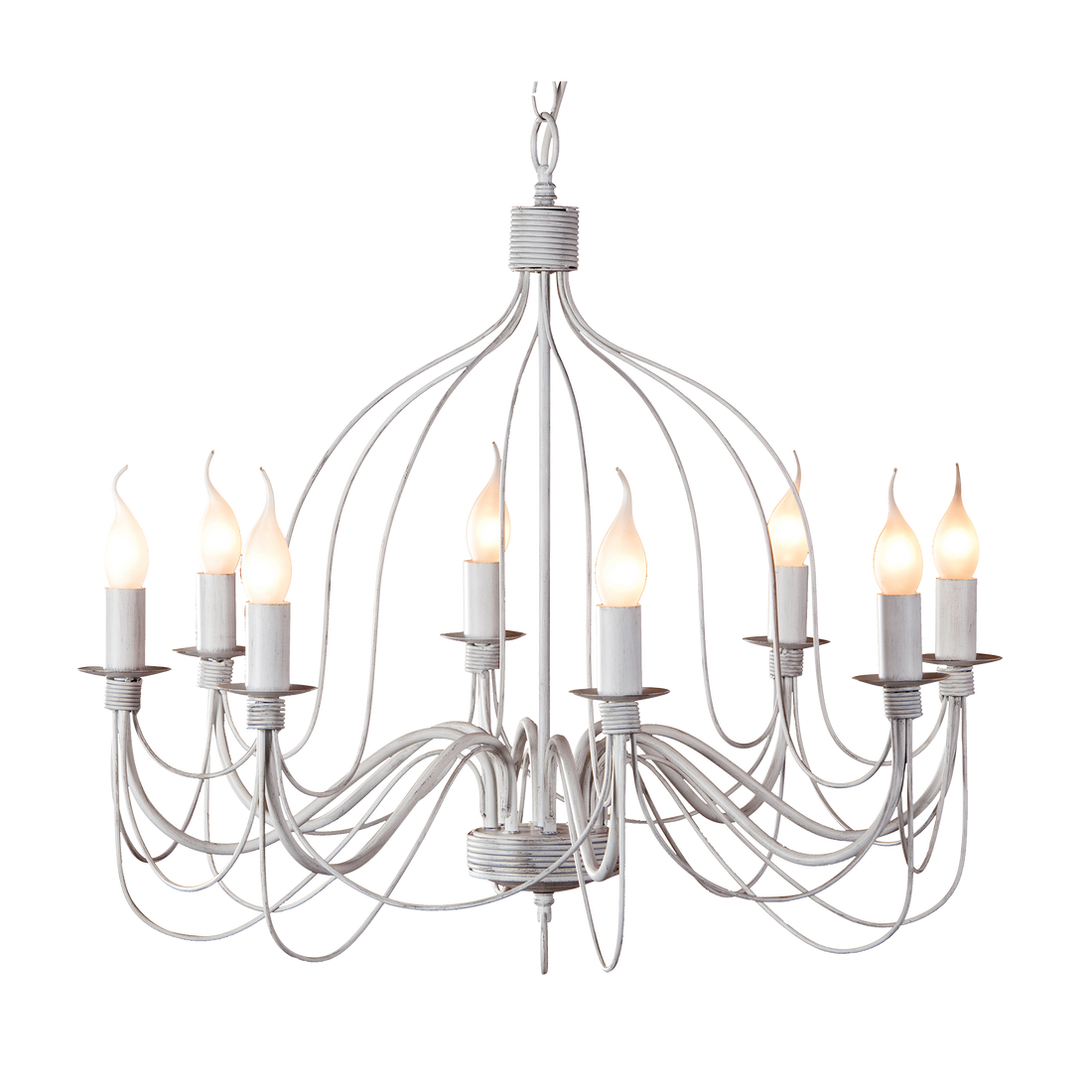 Candice 8 Light French White Classic Candelabra Pendant