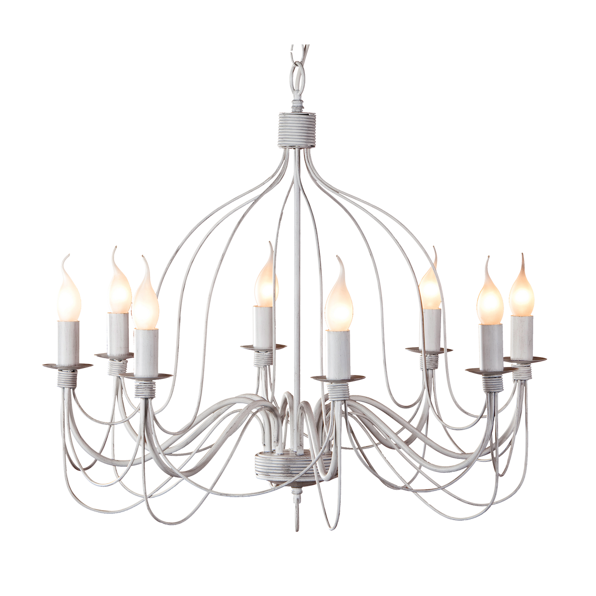 Candice 8 Light French White Classic Candelabra Pendant