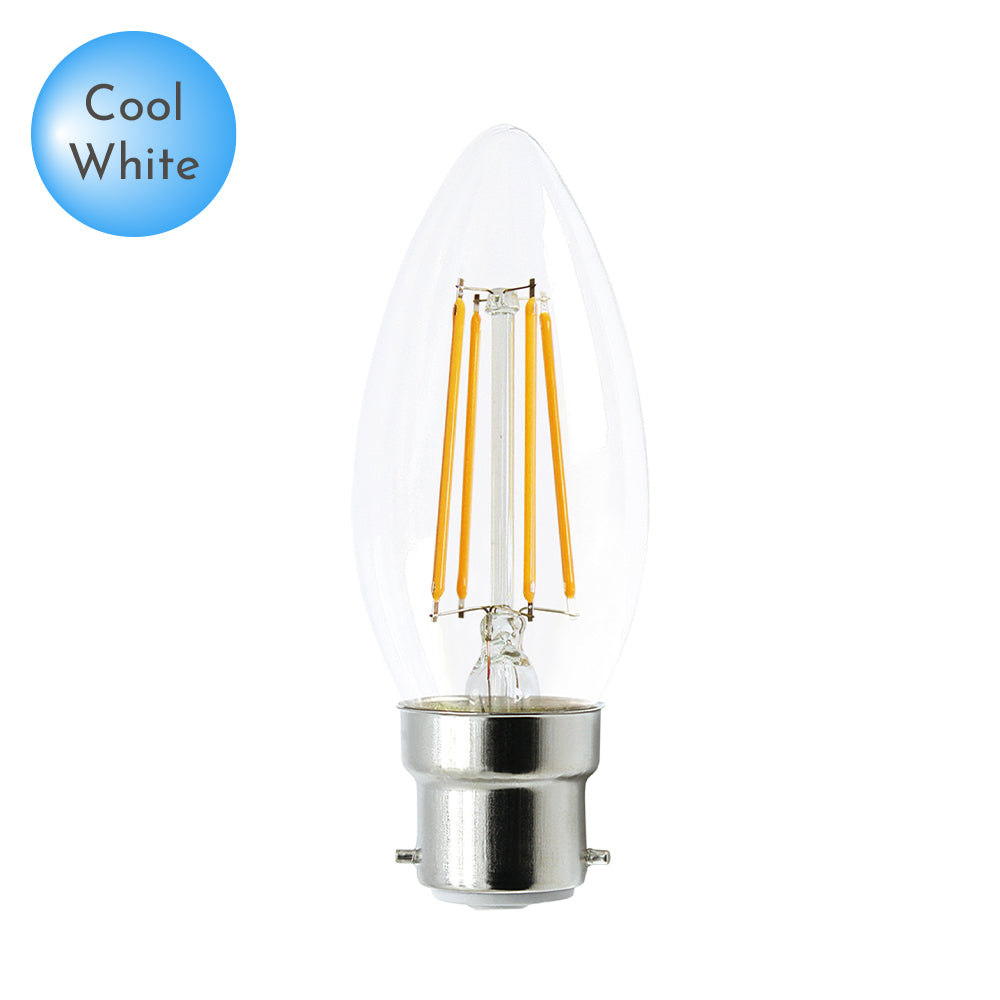 Candle LED B22 Clear Glass Daylight Globe