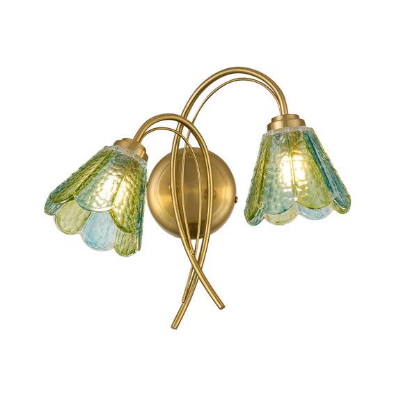 Coraline Brass Multicolour 2 Light Wall Light