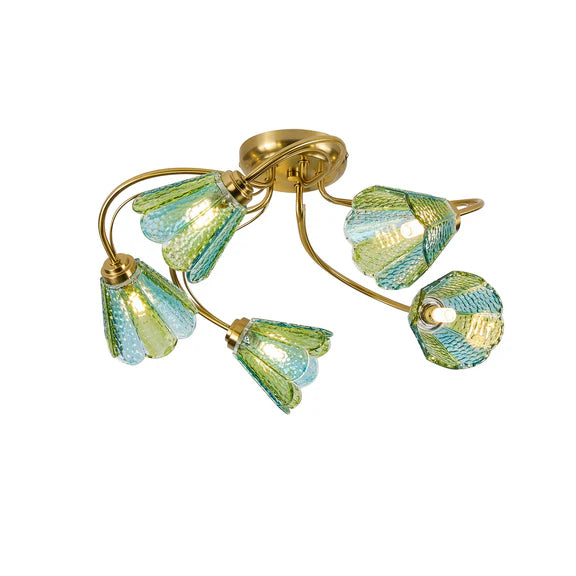 Coraline Brass Multicolour 5 Light Flush Mount