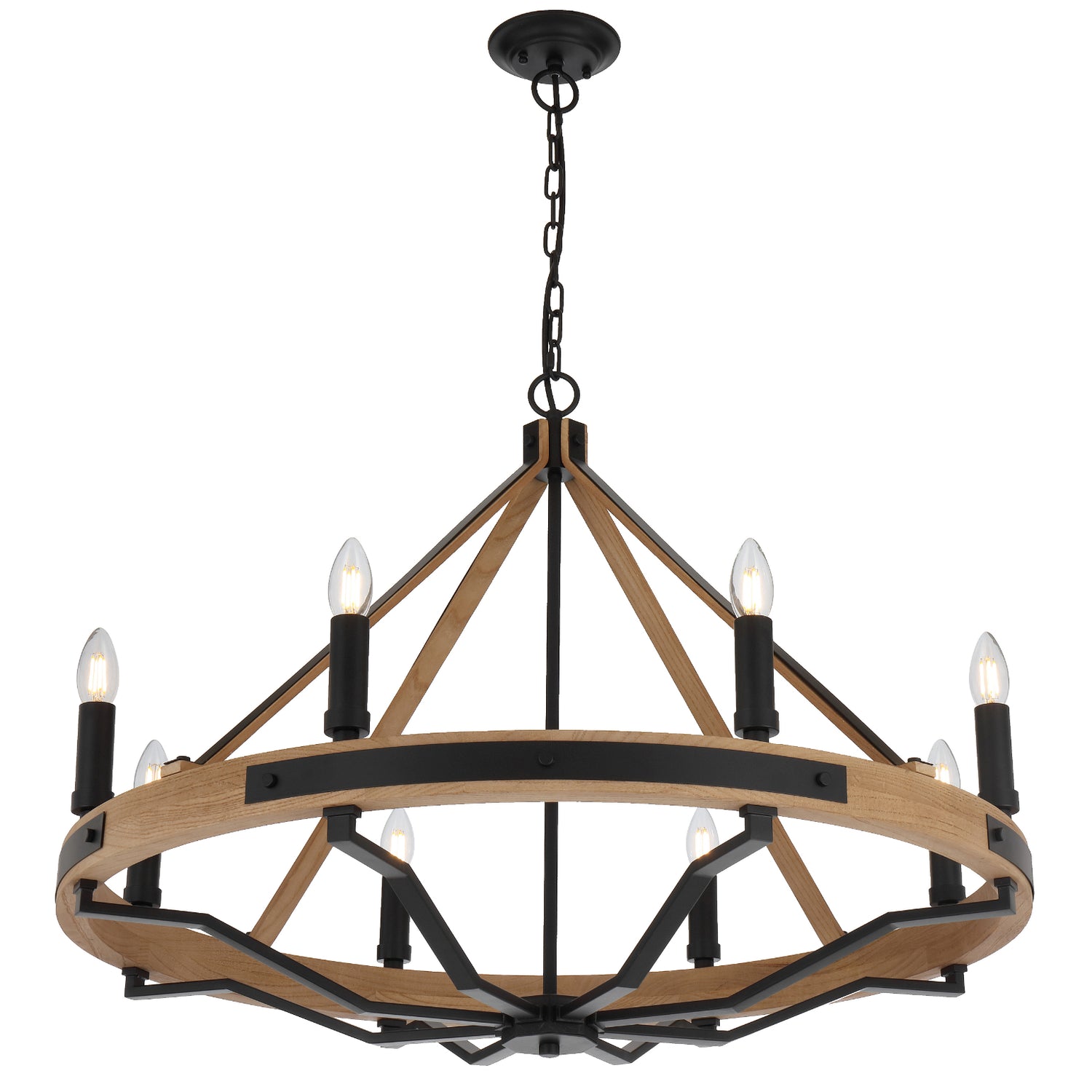 Darien 8 Light Ash Timber Rustic Vintage Pendant