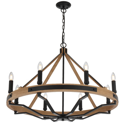 Darien 8 Light Ash Timber Rustic Vintage Pendant