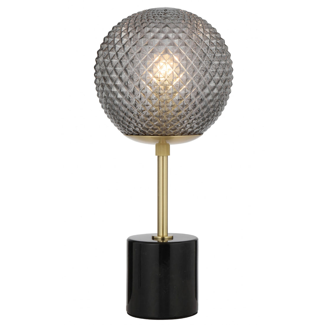 Elwick Black Marble and Antique Brass with Smoke Modern Table Lamp