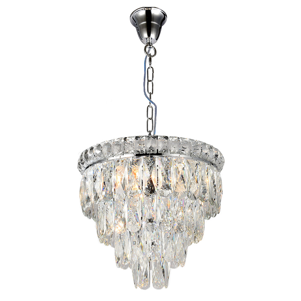 Emporia 3 Light 4 Tier Chrome Crystal Pendant