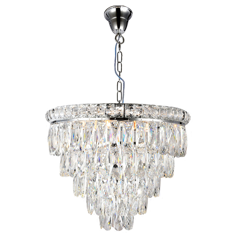 Emporia 8 Light 5 Tier Chrome Crystal Pendant