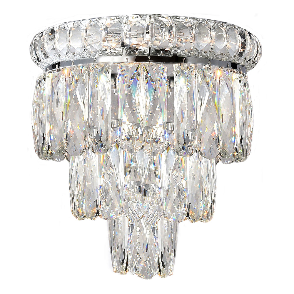 Emporia 2 Light 3 Tier Chrome Crystal Wall Light