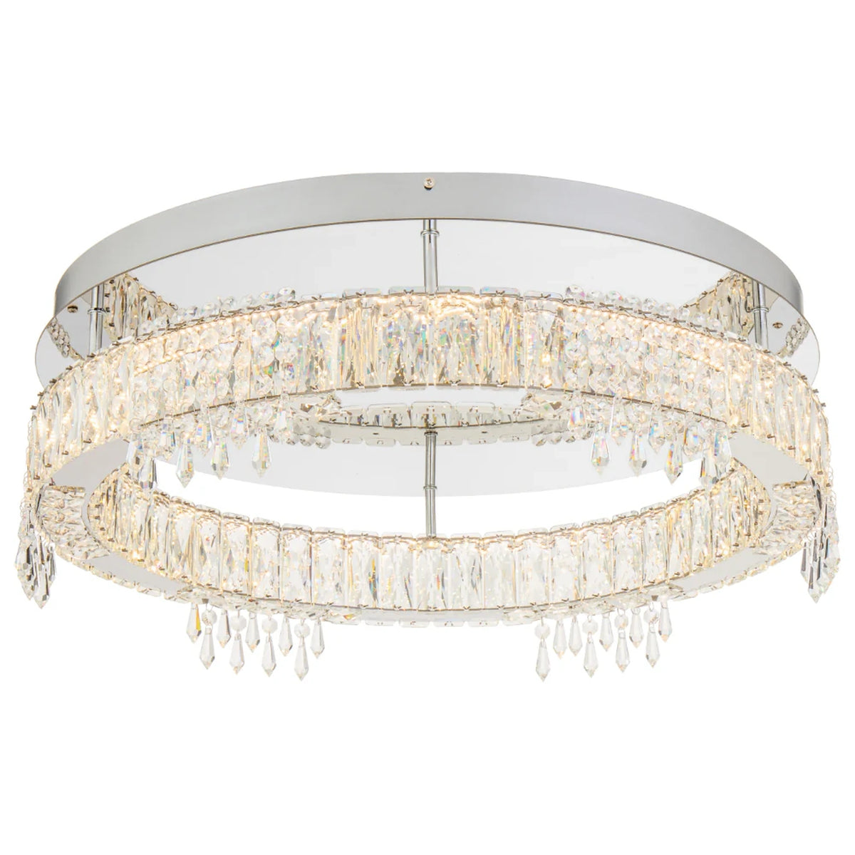 Erika 40cm Chrome Crystal Tri-Colour LED Contemporary Close to Ceiling Light