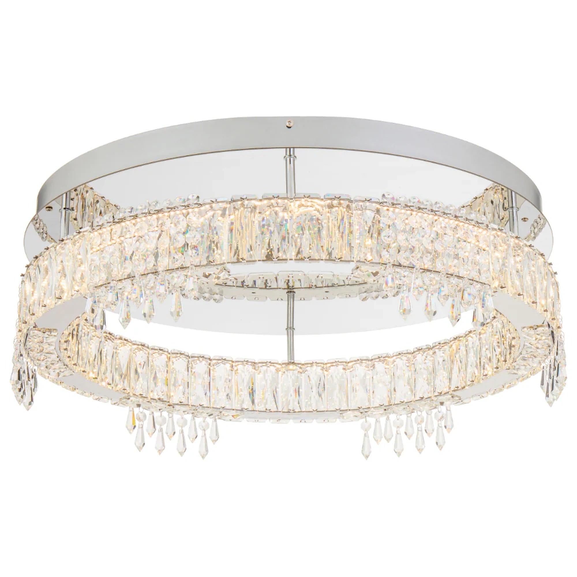 Erika 40cm Chrome Crystal Tri-Colour LED Contemporary Close to Ceiling Light