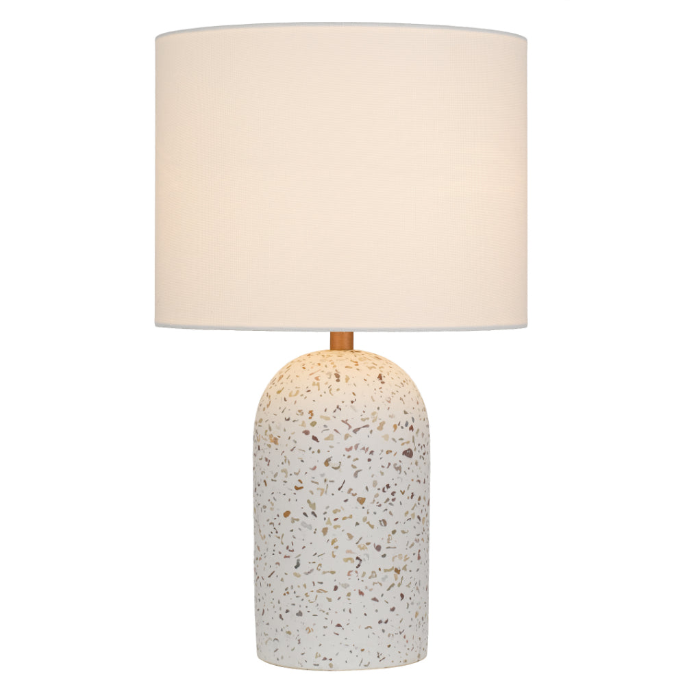 Fevik Medium White Terrazzo and Ivory Modern Industrial Table Lamp
