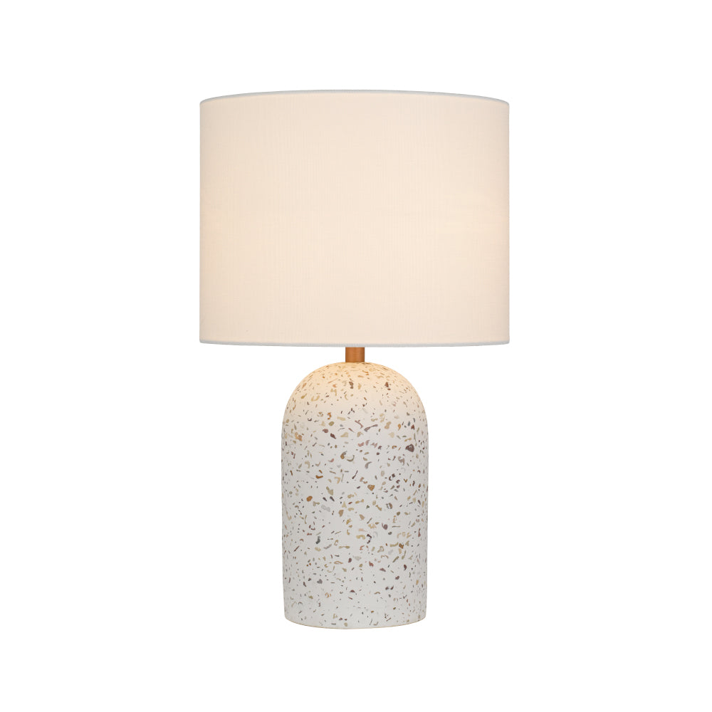 Fevik Small White Terrazzo and Ivory Modern Industrial Table Lamp