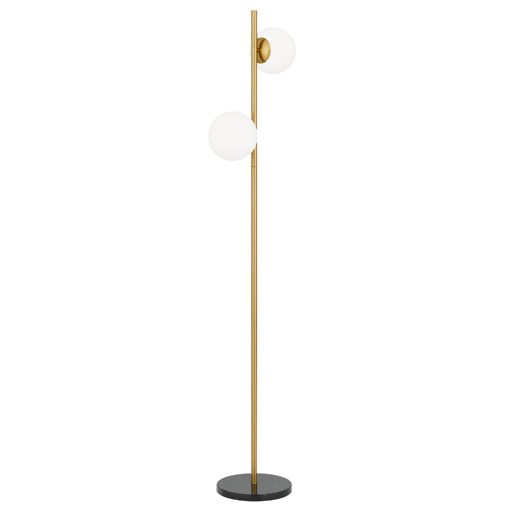 Figaro 2 Light Antique Gold with Opal Matt Glass Floor Lamp