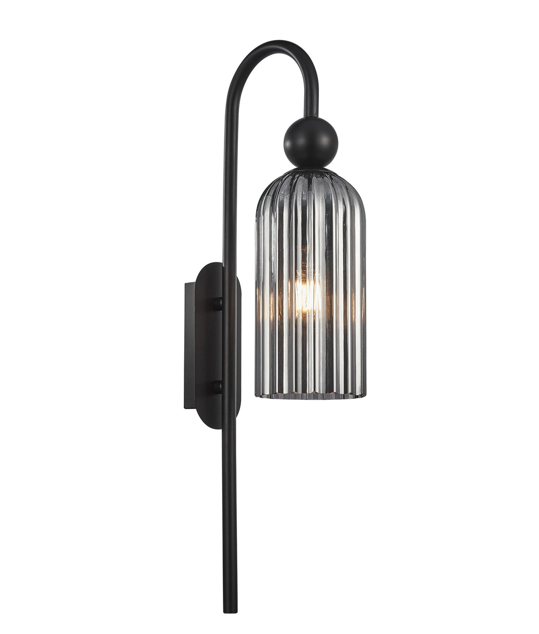 Flauta Black and Ribbed Smoke Glass Retro Wall Light