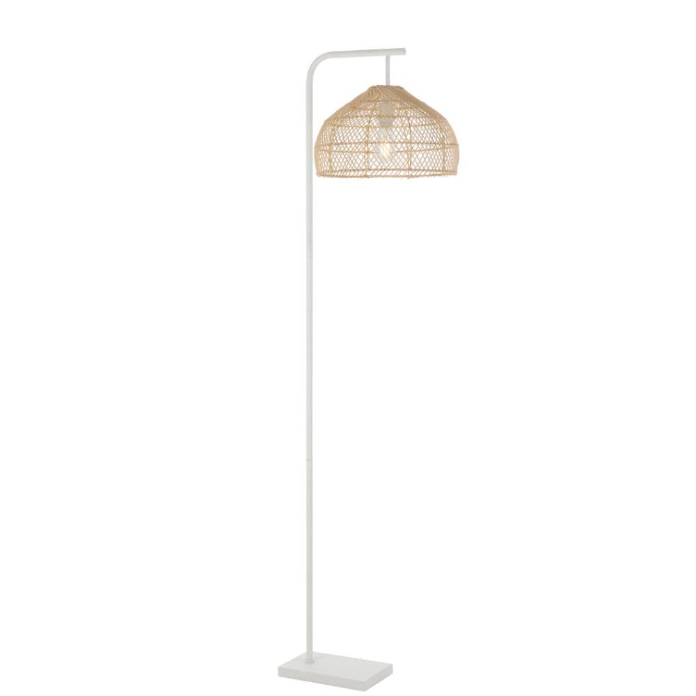 Frya Natural and White Rattan Modern Floor Lamp