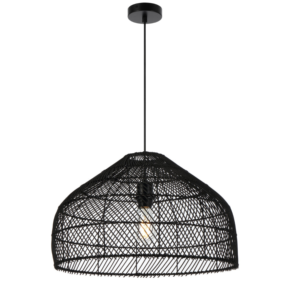 Frya 50cm Black Rattan Modern Pendant