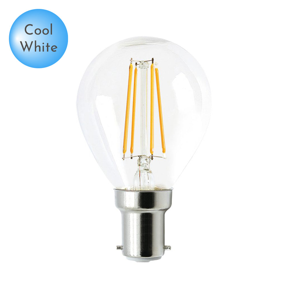 Fancy Round LED B15 Clear Glass Daylight Globe
