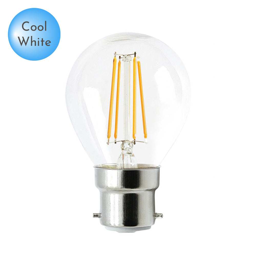 Fancy Round LED B22 Clear Glass Daylight Globe