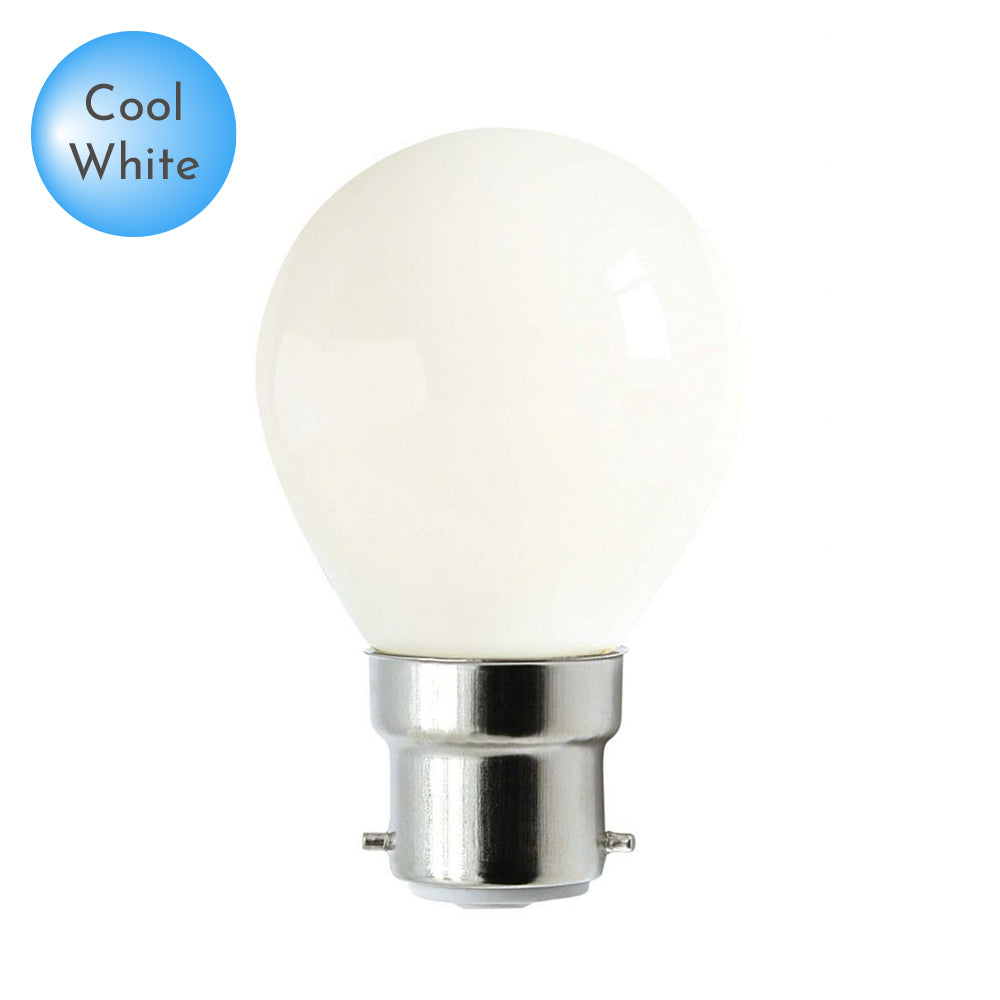 Fancy Round LED B22 Opal Glass Cool White Globe