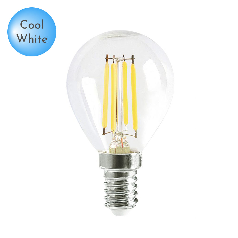 Fancy Round LED E14 Clear Glass Daylight Globe