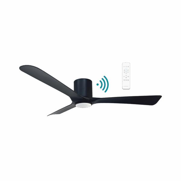 Fresno 52"/1320mm 3 Blade Flush Mount Black with LED Light DC Motor Smart App Control Ceiling Fan
