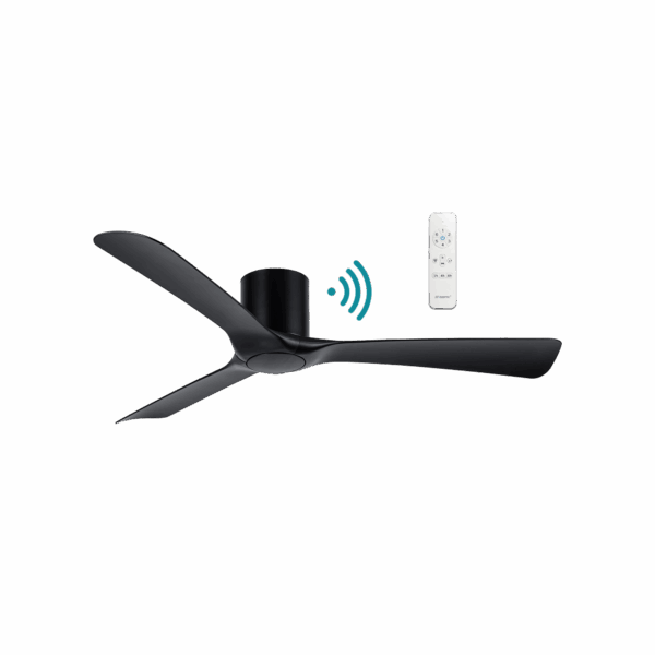 Fresno 52"/1320mm 3 Blade Flush Mount Black DC Motor Smart App Control Ceiling Fan