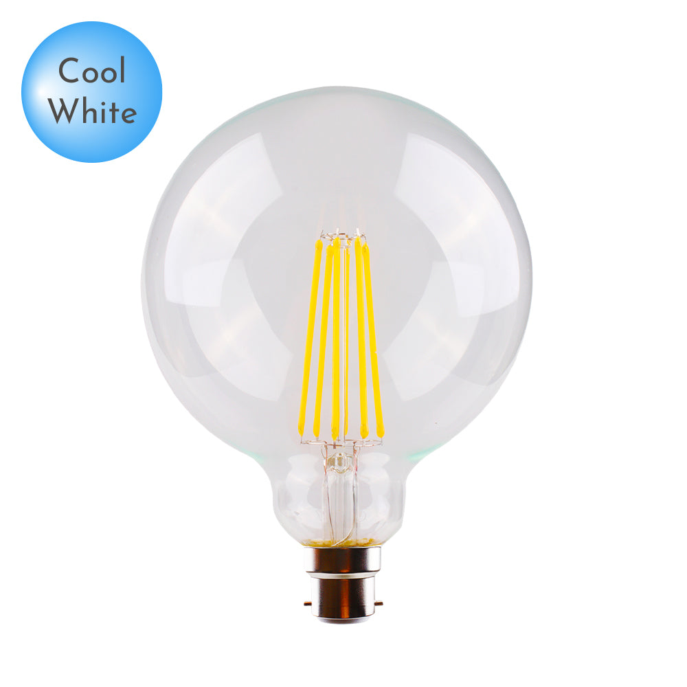 G125 LED B22 Clear Glass Cool White Globe