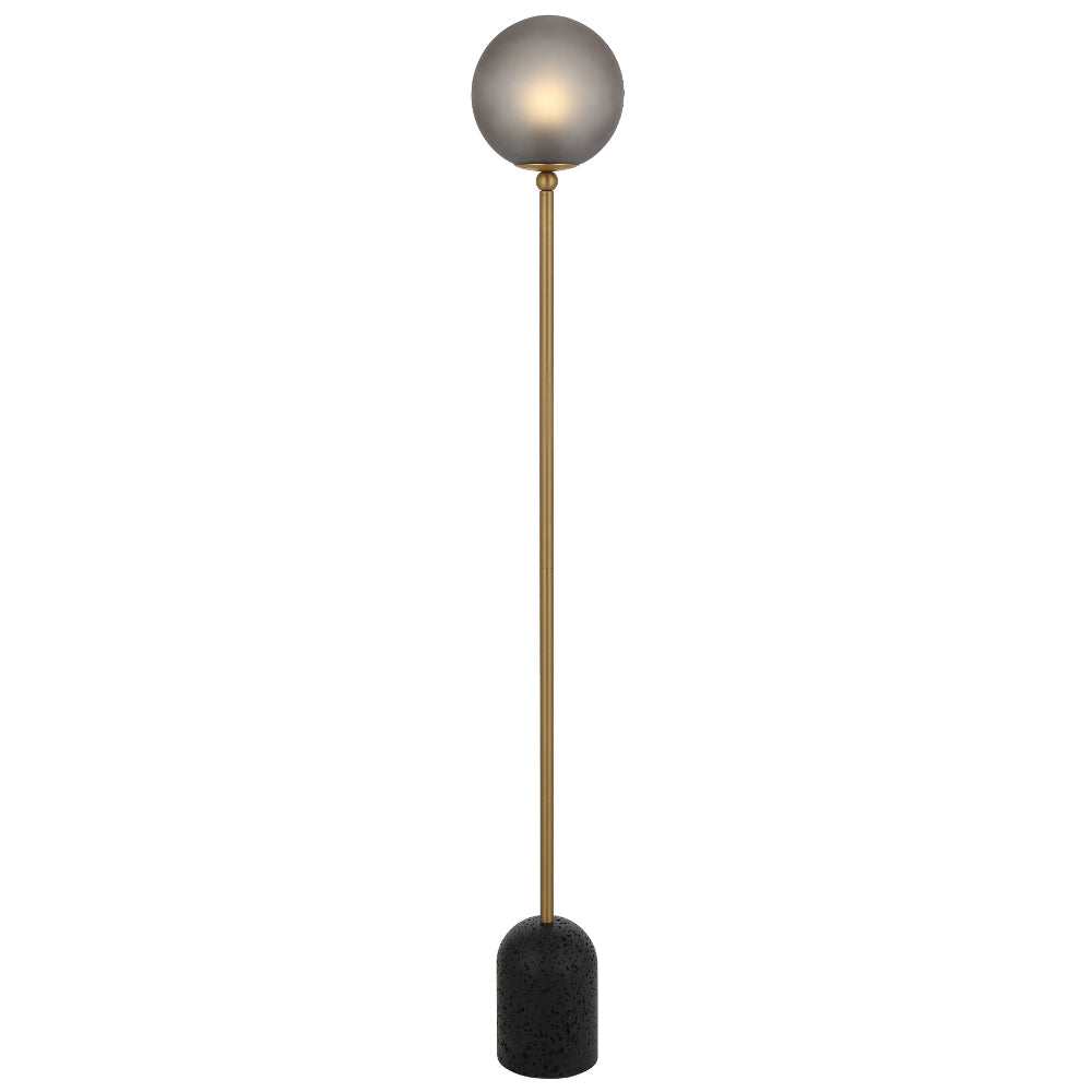 Gina Black Concrete and Smoke Glass Modern Industrial Floor Lamp