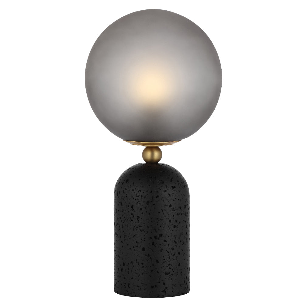 Gina Black Concrete and Smoke Glass Modern Industrial Table Lamp