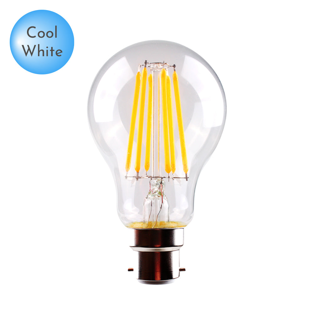GLS LED B22 Clear Glass Daylight Globe
