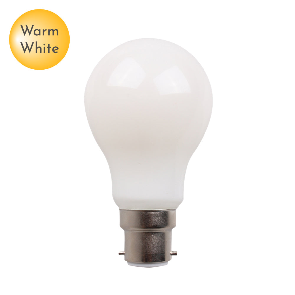 GLS LED B22 Opal Glass 8w Warm White Globe