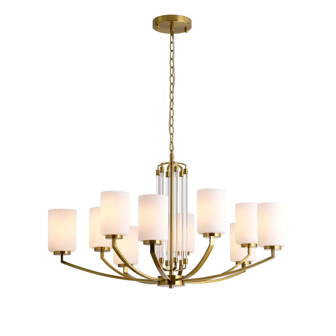Heather 10-Light Brass With Frosted Shade Classic Provincial Pendant