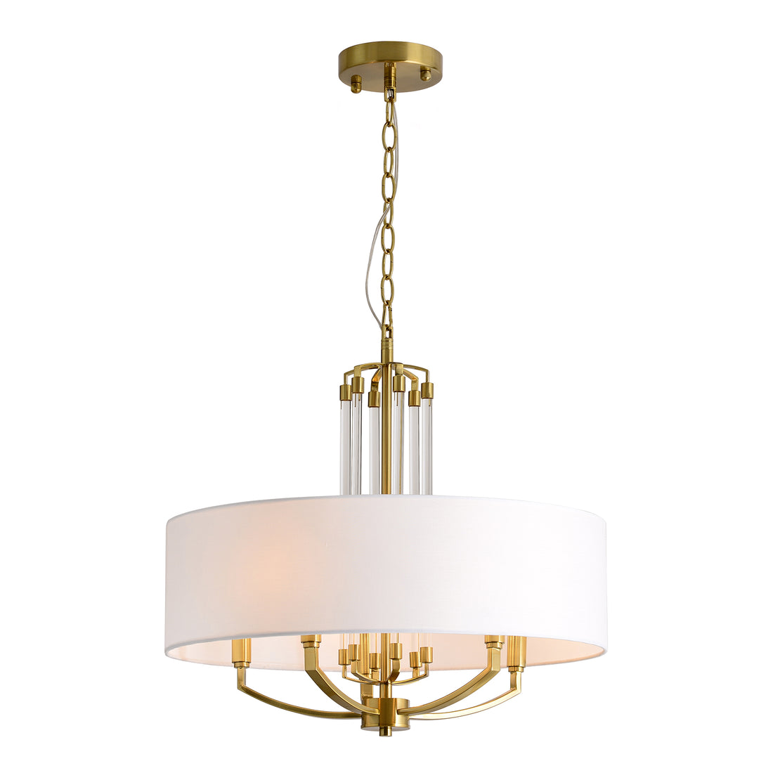 Heather 5-Light Drum Brass With White Shade Classic Provincial Pendant