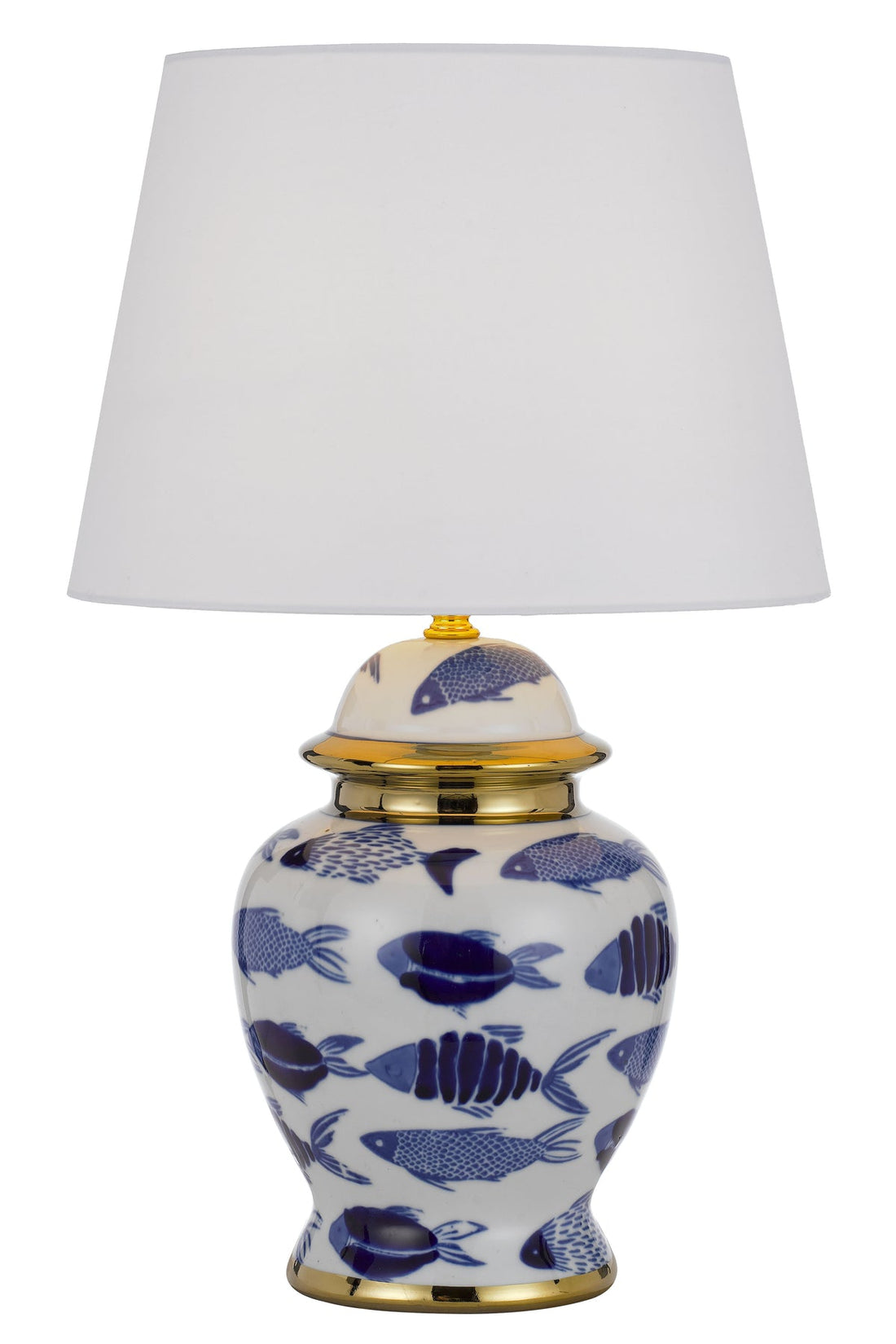 Hendo Blue and White Traditional Fish Pattern Table Lamp