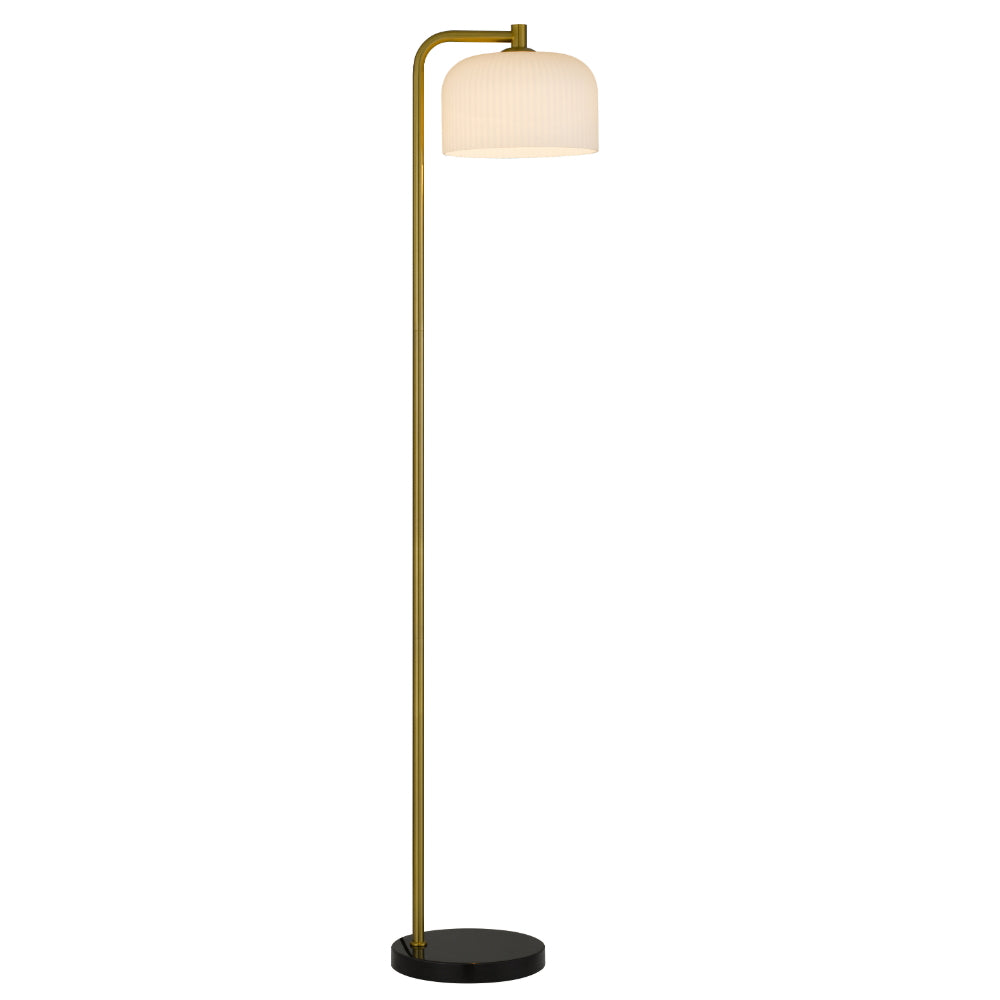 Hoff Black and Antique Gold with Ribbed Opal Glass Floor Lamp
