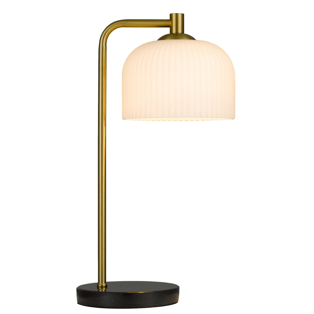 Hoff Black and Antique Gold with Ribbed Opal Glass Table Lamp