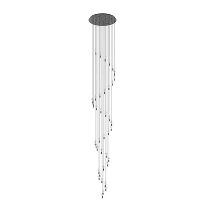 Comareira Nickel-Nero and Crystal 40-Light LED Tri-Colour Contemporary Chandelier