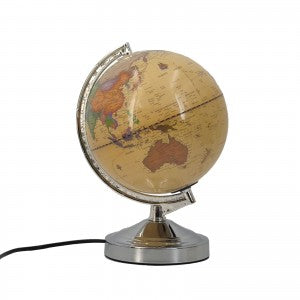 World Map Brown Vintage-Look Touch Lamp