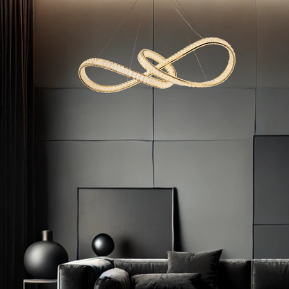 Infinity 1000mm Gold and Crystal Tri-Colour Remote Controlled Chandelier