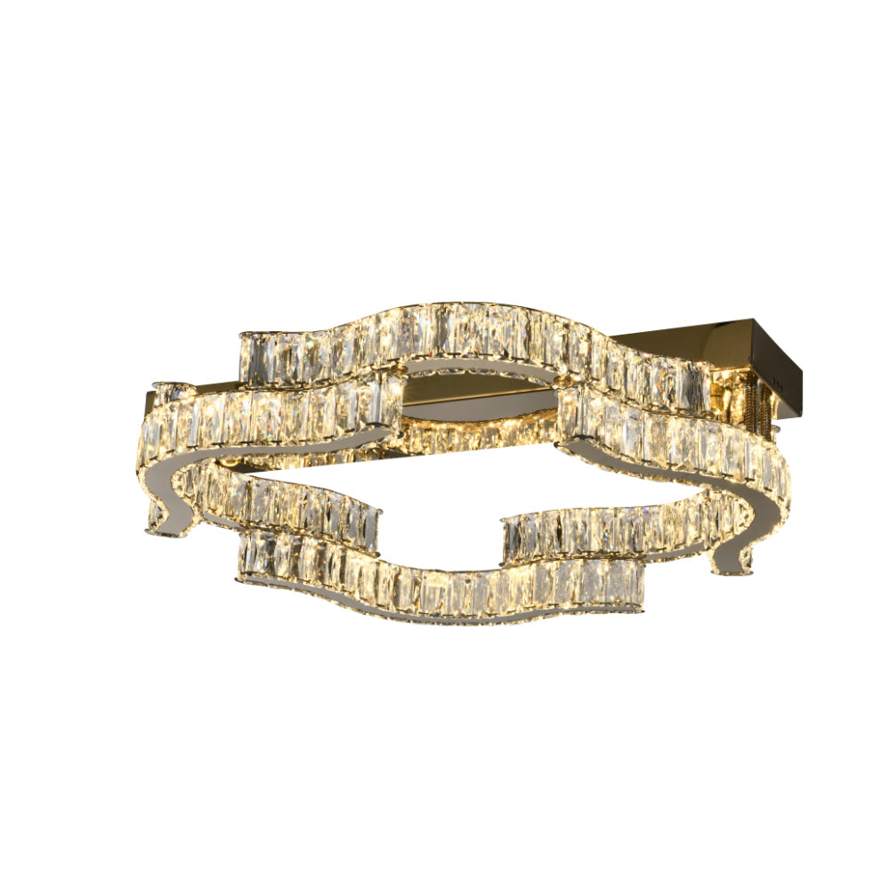 Jura 50cm Gold Tri-Colour with Remote Crystal Modern Close to Ceiling