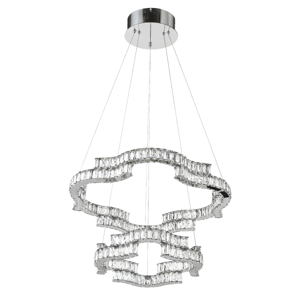 Jura 2 Tier Chrome Tri-Colour with Remote Crystal Modern Pendant