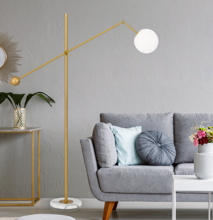 Kemi Gold and Opal Matt Adjustable Floor Lamp