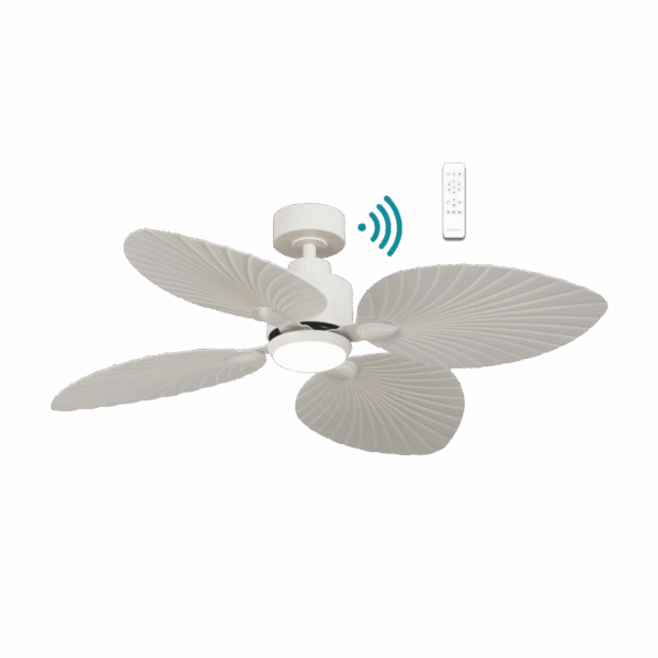 Kingston 50"/1265mm 4 Blade Palm Leaf White with Whitewash and LED Light DC Motor Smart App Control Ceiling Fan