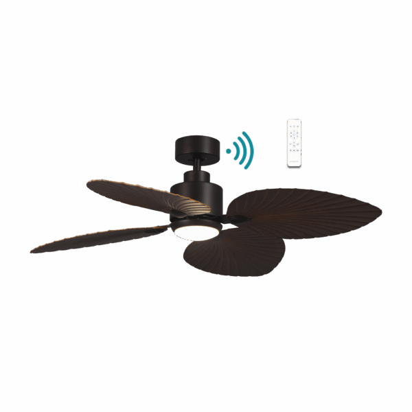 Kingston 50"/1265mm 4 Blade Palm Leaf Old Bronze and Walnut and LED Light DC Motor Smart App Control Ceiling Fan
