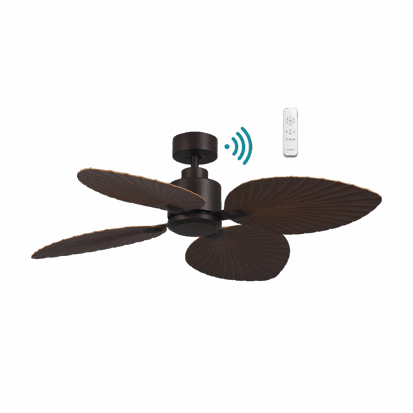 Kingston 50"/1265mm 4 Blade Palm Leaf Old Bronze with Walnut DC Motor Smart App Control Ceiling Fan