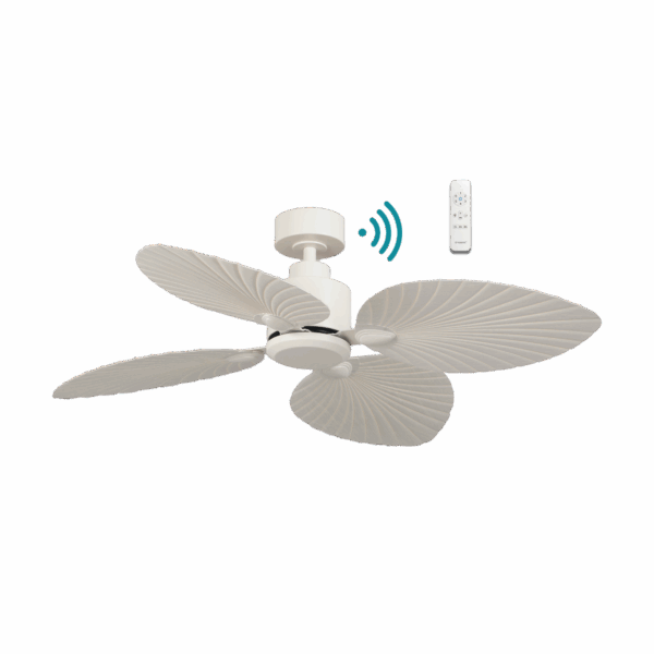 Kingston 50"/1265mm 4 Blade Palm Leaf White with Whitewash DC Motor Smart App Control Ceiling Fan